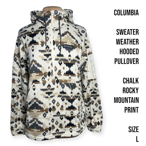 Columbia Tops - Columbia Sweater Weather Pullover Hoodie Chalk Rocky Mountain Print size Large